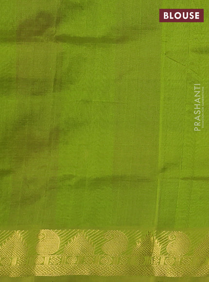 Silk cotton saree purple and light green with allover paalum pazhamum checks & zari buttas and zari woven border
