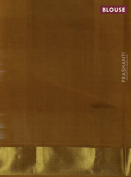 Silk cotton saree cream and dark mustard with allover paalum pazhamum checks & zari buttas and zari woven border