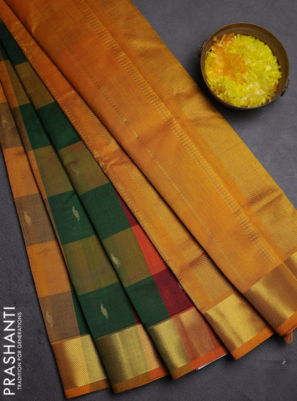 Silk cotton saree multi colour with allover paalum pazhamum checks & zari buttas and zari woven border
