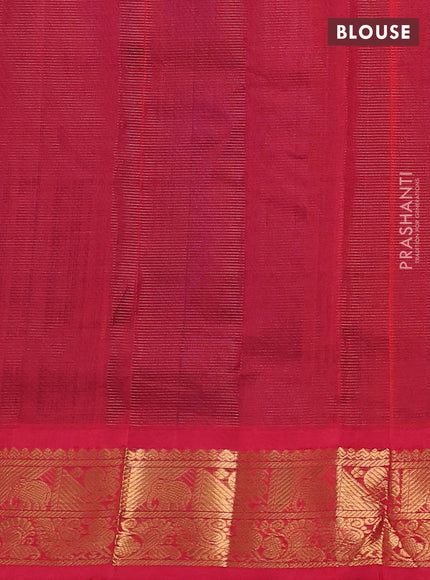 Silk Cotton saree blue and pink with allover vairaosi pattern & zari buttas and zari woven border