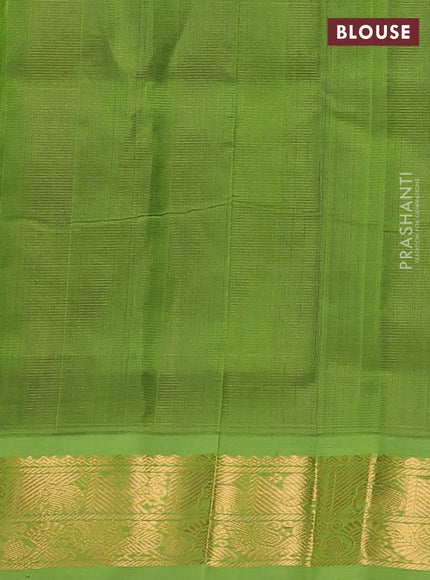 Silk Cotton saree violet and light green with allover vairaosi pattern & zari buttas and zari woven border
