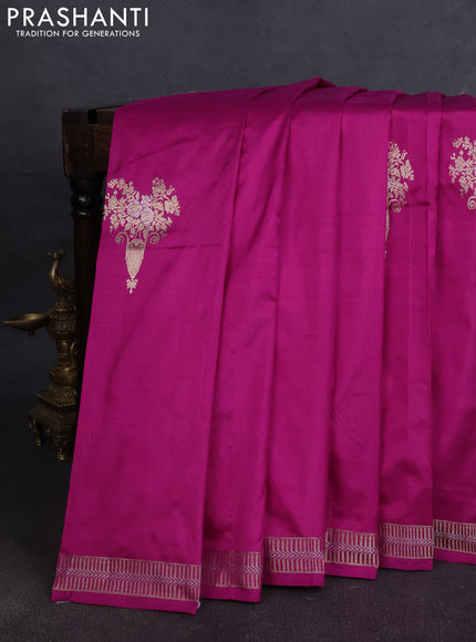Pure banarasi silk saree pink with zari woven buttas and zari woven border