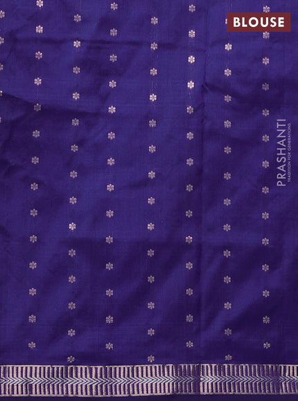 Pure banarasi silk saree blue with zari woven buttas and zari woven border