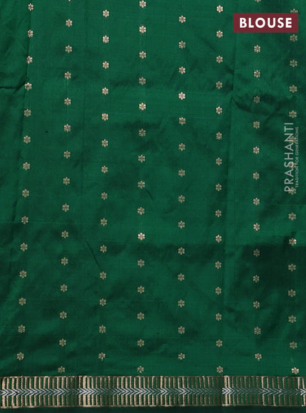 Pure banarasi silk saree green with zari woven buttas and zari woven border
