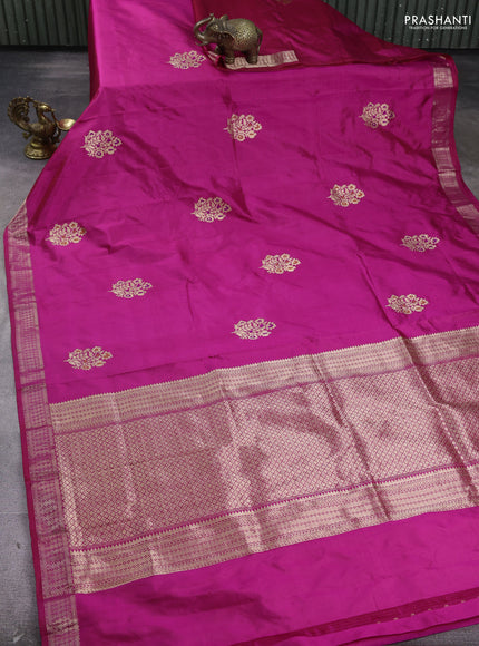 Pure banarasi silk saree pink with zari woven buttas and zari woven border