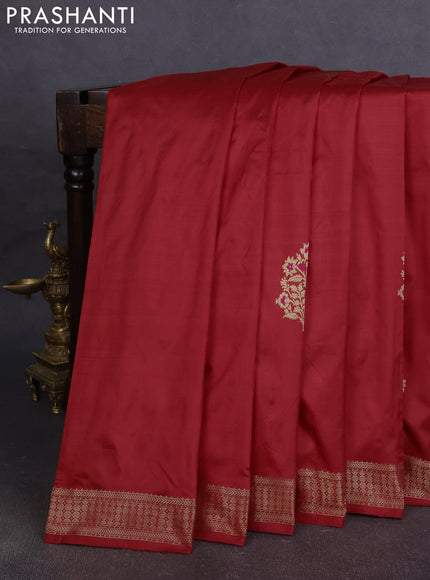 Pure banarasi silk saree red with zari woven buttas and zari woven border