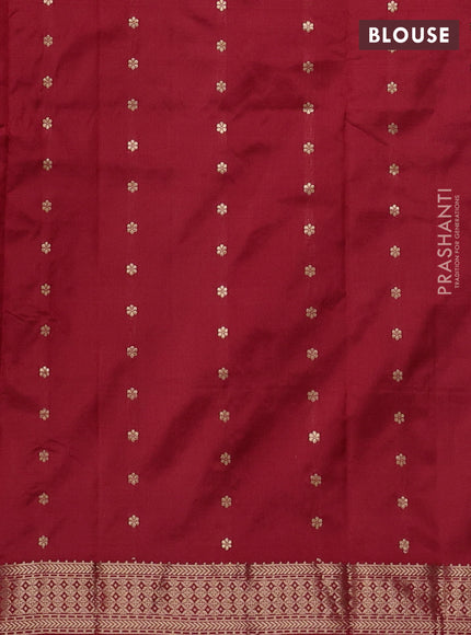 Pure banarasi silk saree red with zari woven buttas and zari woven border
