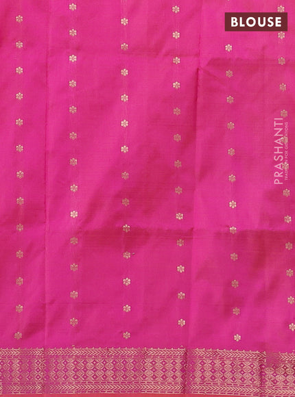 Pure banarasi silk saree pink with zari woven buttas and satin border