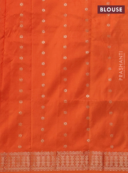 Pure banarasi silk saree orange with zari woven buttas and satin border