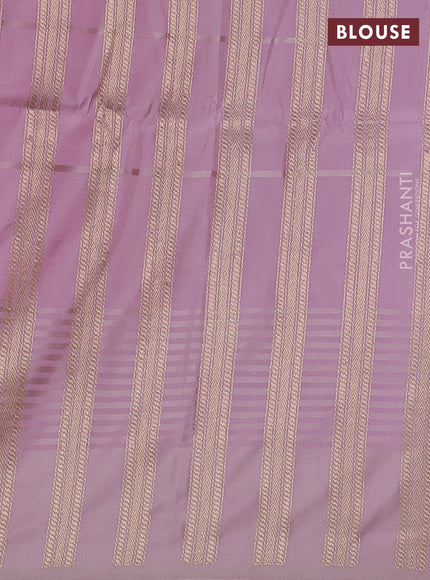 Pure banarasi silk saree peach pink with zari woven buttas and satin border