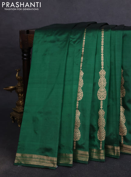 Pure banarasi silk saree green with zari woven buttas and zari woven border
