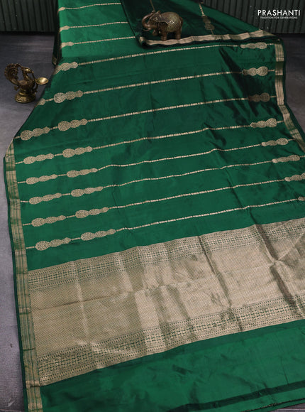 Pure banarasi silk saree green with zari woven buttas and zari woven border