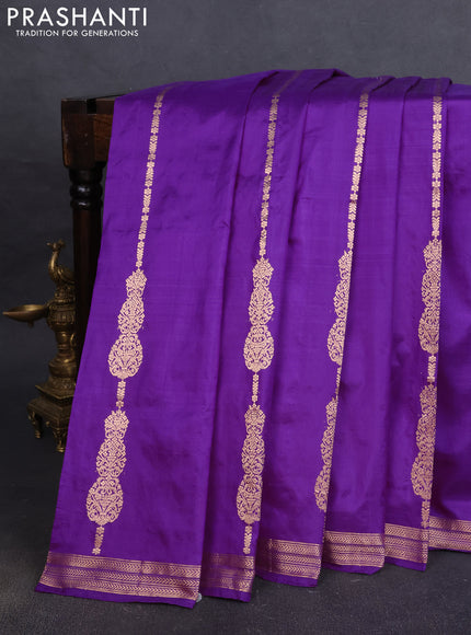 Pure banarasi silk saree purple with allover zari weaves and zari woven border
