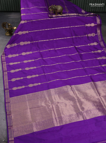 Pure banarasi silk saree purple with allover zari weaves and zari woven border