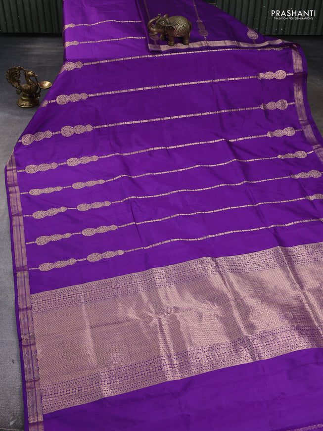 Pure banarasi silk saree purple with allover zari weaves and zari woven border