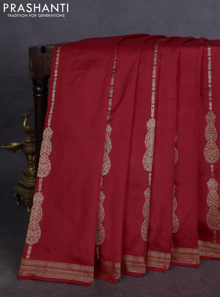 Pure banarasi silk saree red with allover zari weaves and zari woven border