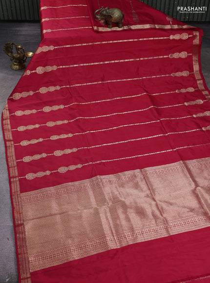 Pure banarasi silk saree red with allover zari weaves and zari woven border