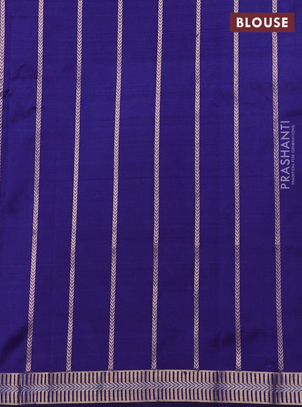 Pure banarasi silk saree blue with zari woven buttas and zari woven border