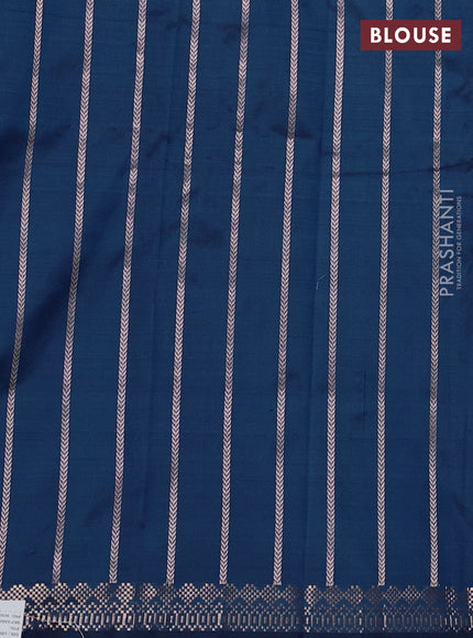 Pure banarasi silk saree cs blue with zari woven buttas and zari woven border