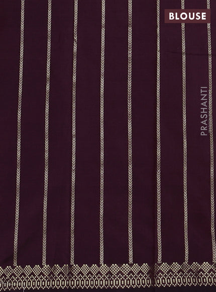 Pure banarasi silk saree deep wine with zari woven buttas and zari woven border