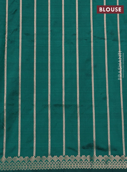 Pure banarasi silk saree green with zari woven buttas and zari woven border