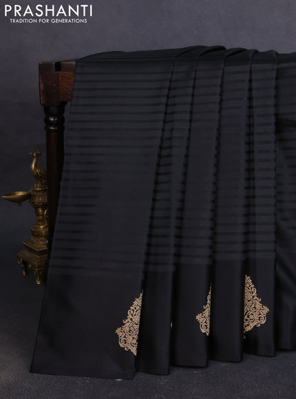 Pure banarasi silk saree black with zari woven buttas and zari woven butta border