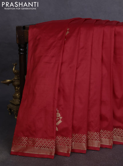 Pure banarasi silk saree red with zari woven buttas and zari woven border