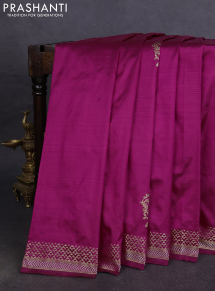 Pure banarasi silk saree magenta pink with zari woven buttas and zari woven border