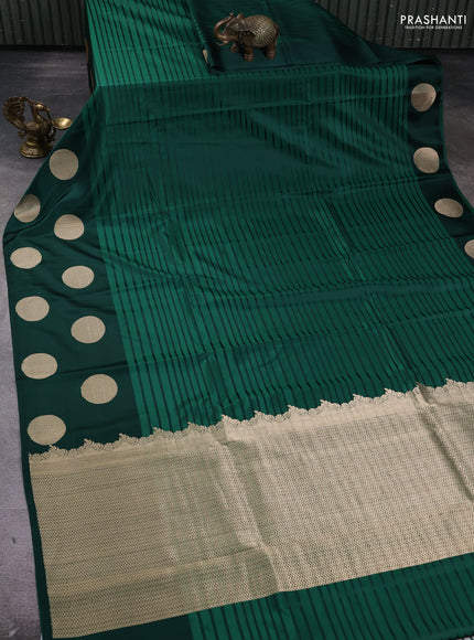 Pure banarasi silk saree green with zari woven buttas and zari woven butta border