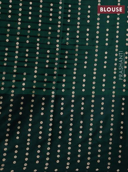 Pure banarasi silk saree green with zari woven buttas and zari woven butta border