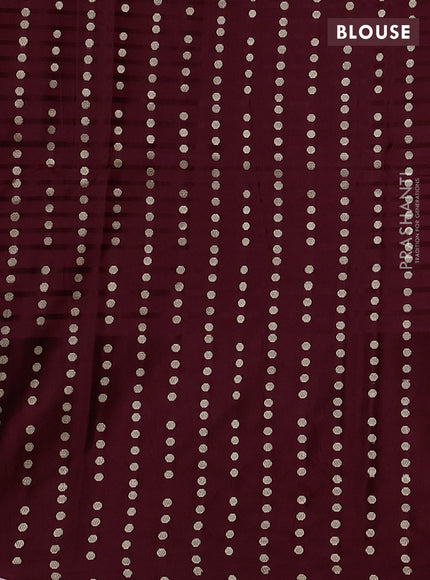 Pure banarasi silk saree maroon with zari woven buttas and zari woven butta border