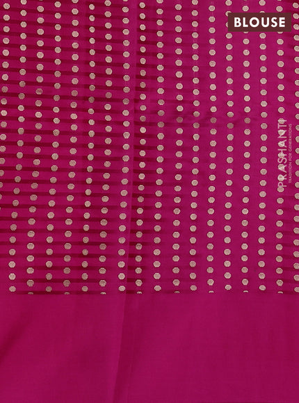 Pure banarasi silk saree pink with stripes pattern and zari woven butta border