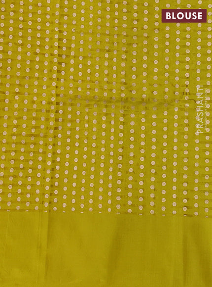 Pure banarasi silk saree lime yellow with zari woven buttas and zari woven butta border