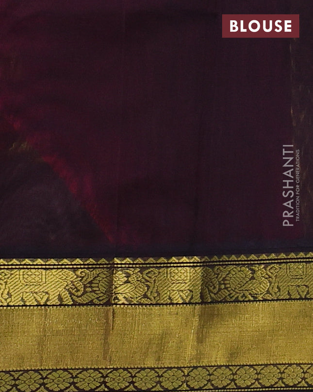Kuppadam silk cotton saree pink and deep coffee brown with annam zari woven buttas and zari woven border