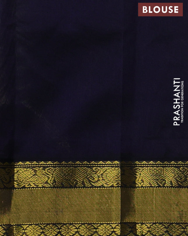 Kuppadam silk cotton saree lime green and navy blue with annam zari woven buttas and zari woven border