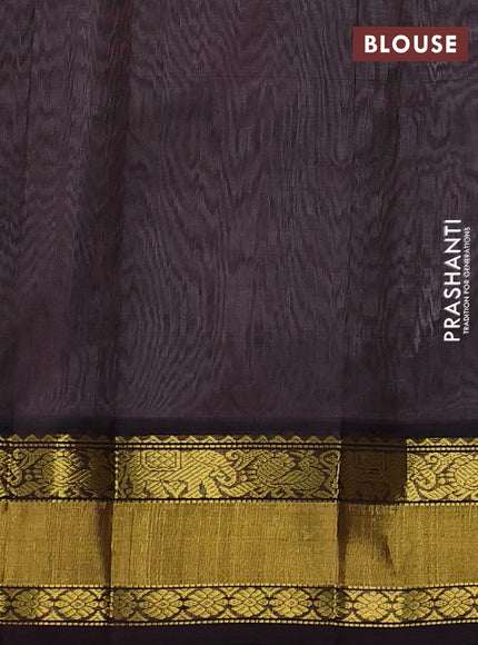 Kuppadam silk cotton saree grey and deep coffee brown with annam zari woven buttas and zari woven border
