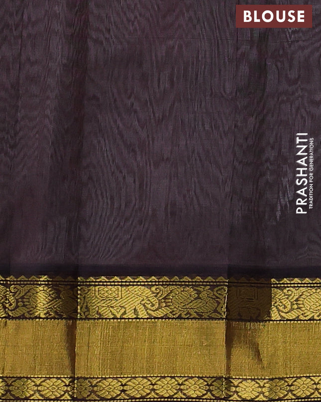 Kuppadam silk cotton saree grey and deep coffee brown with annam zari woven buttas and zari woven border