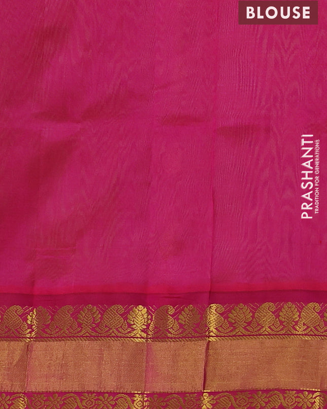 Kuppadam silk cotton saree lime green and pink with paisley zari woven buttas and zari woven border