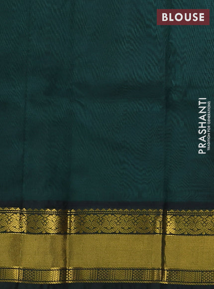 Kuppadam silk cotton saree teal blue and dark green with zari woven buttas and zari woven border