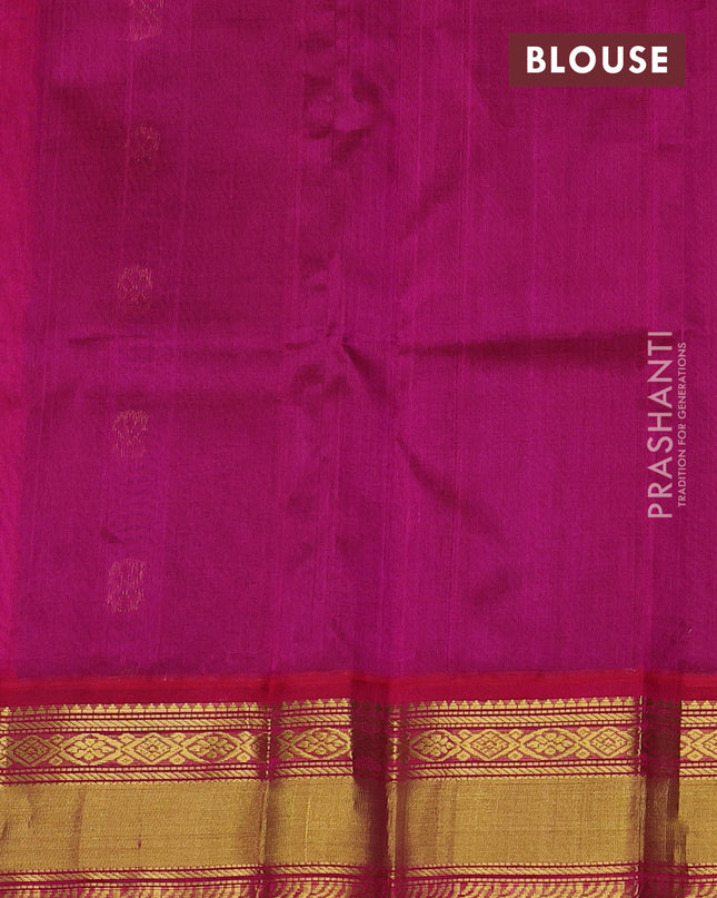 Kuppadam silk cotton saree navy blue and pink with zari woven buttas and zari woven border