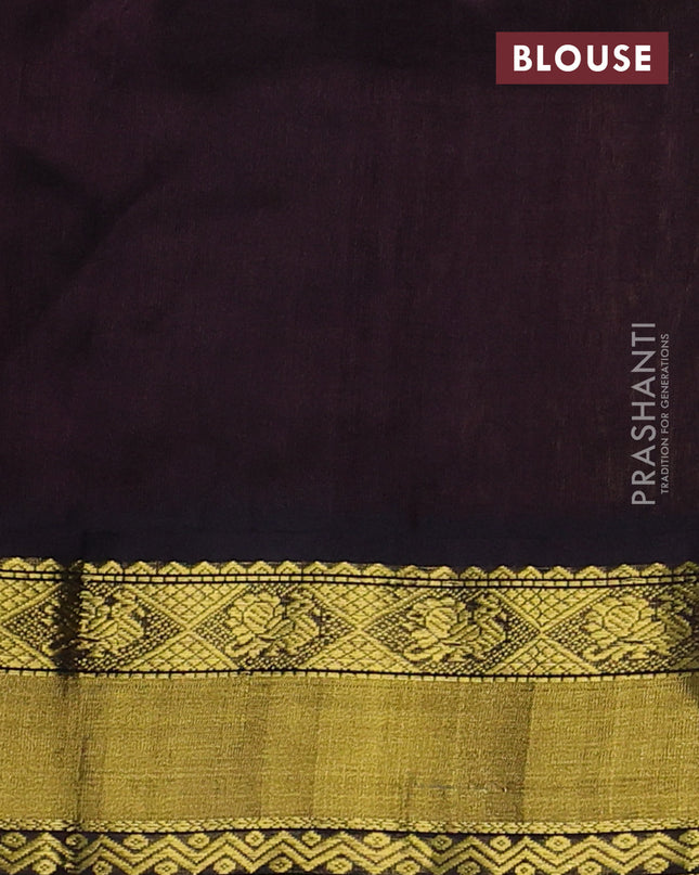 Kuppadam silk cotton saree yellow and coffee brown with annam zari woven buttas and zari woven border
