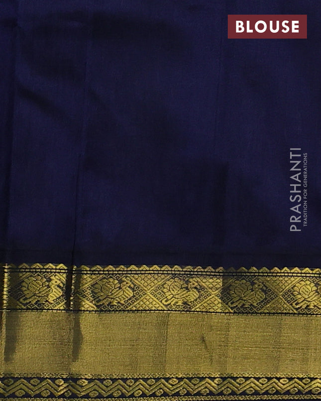 Kuppadam silk cotton saree sandal and navy blue with annam zari woven buttas and zari woven border