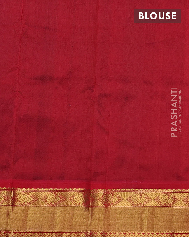 Kuppadam silk cotton saree green and red with annam zari woven buttas and zari woven border