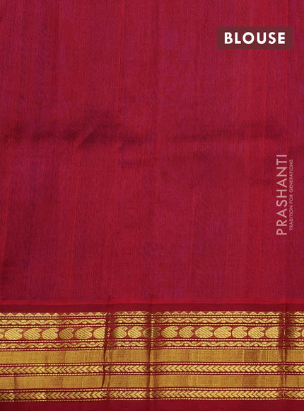 Kuppadam silk cotton saree blue and maroon with paisley zari woven buttas and zari woven border