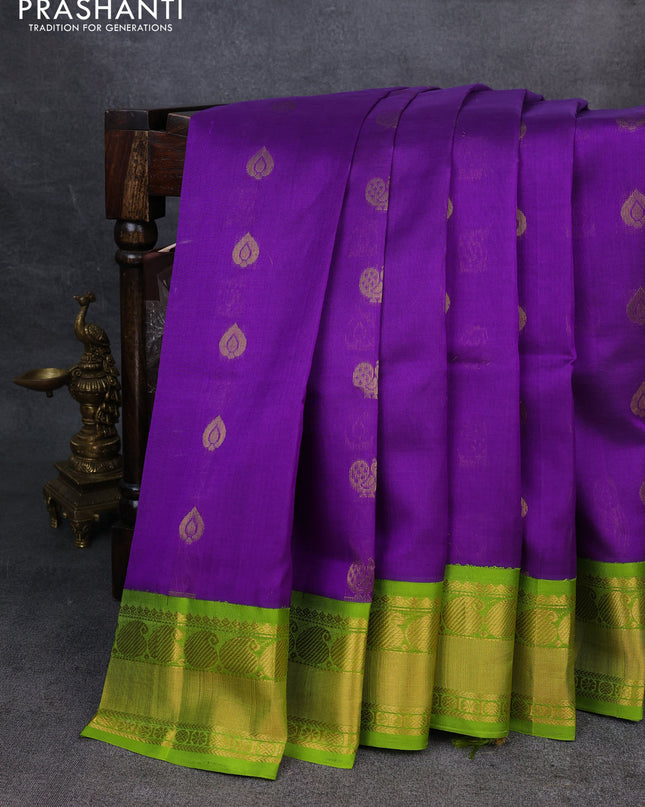 Kuppadam silk cotton saree violet and light green with annam zari woven buttas and zari woven border
