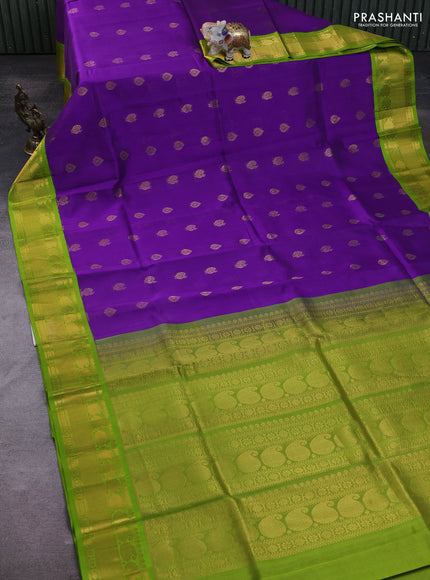 Kuppadam silk cotton saree violet and light green with annam zari woven buttas and zari woven border