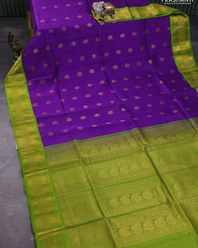 Kuppadam silk cotton saree violet and light green with annam zari woven buttas and zari woven border