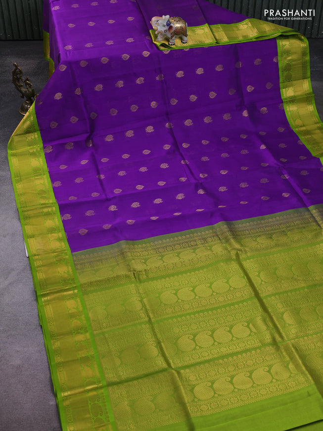 Kuppadam silk cotton saree violet and light green with annam zari woven buttas and zari woven border