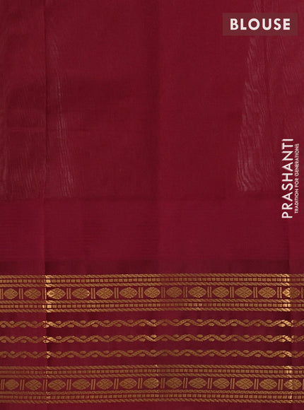 Kuppadam silk cotton saree cream and maroon with zari woven buttas and temple design zari woven border