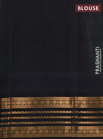 Kuppadam silk cotton saree pastel green and black with zari woven buttas and temple design zari woven border